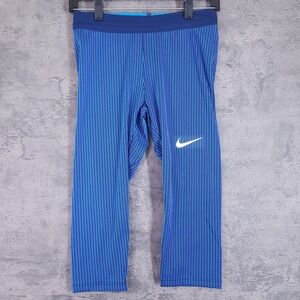 NIKE Pro Elite 3/4 Tights Pants Womens Size MEDIUM Made‎ In USA Navy Blue